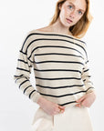 Callie Stripe Sweater - Navy & Latte