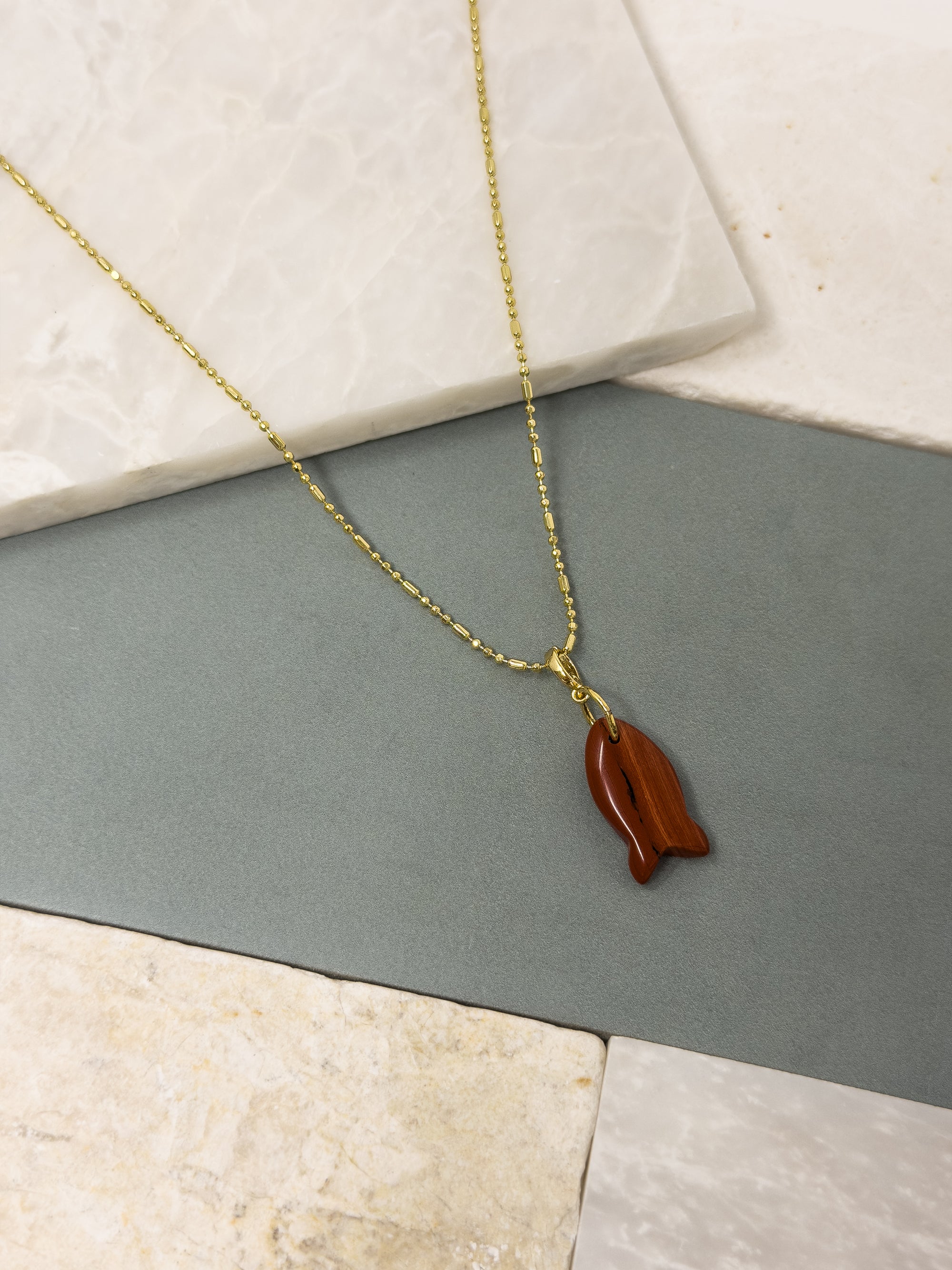 Figgy Red Jasper Gemstone Fish Charm