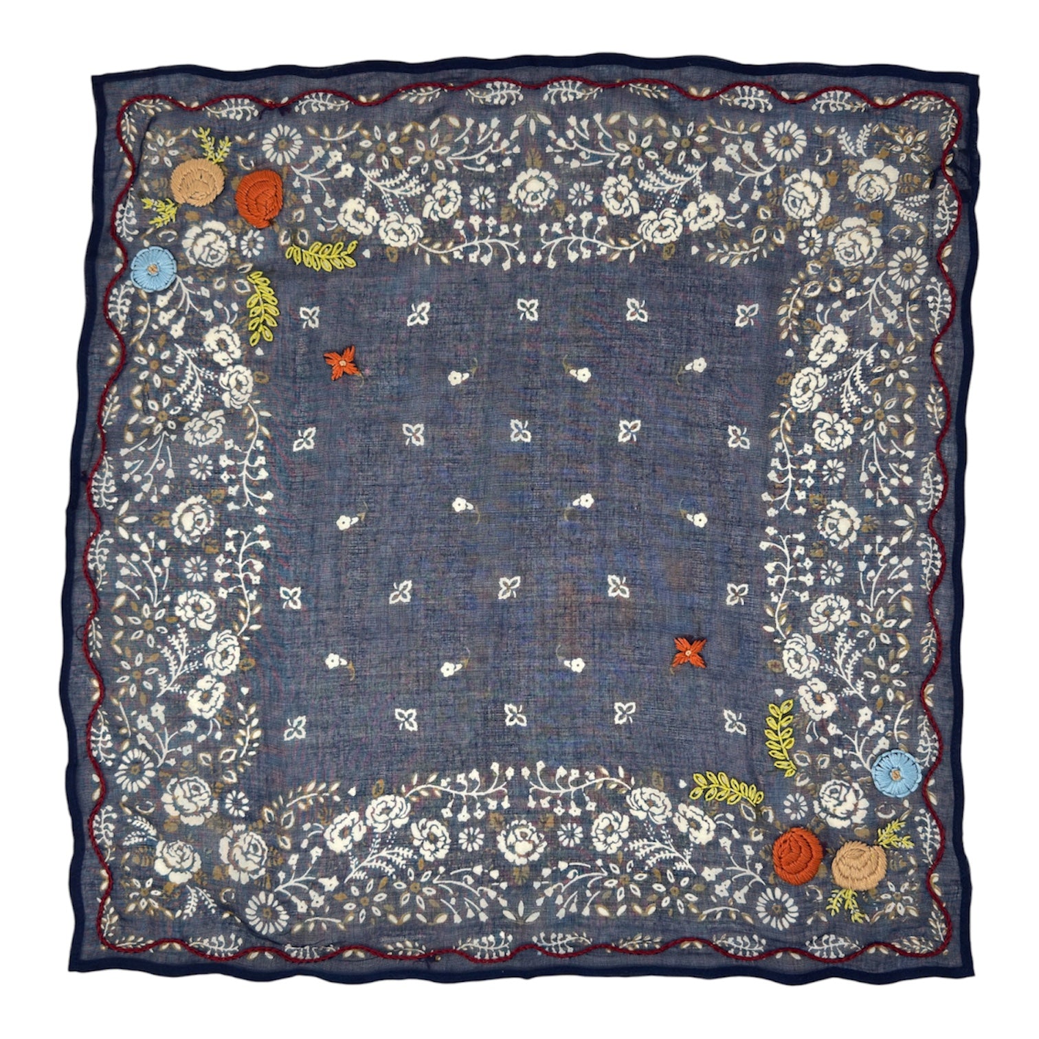 Embroidered Bandana - Mood Indigo