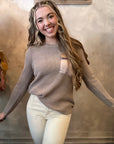 Satin Pocket Sweater - Mocha