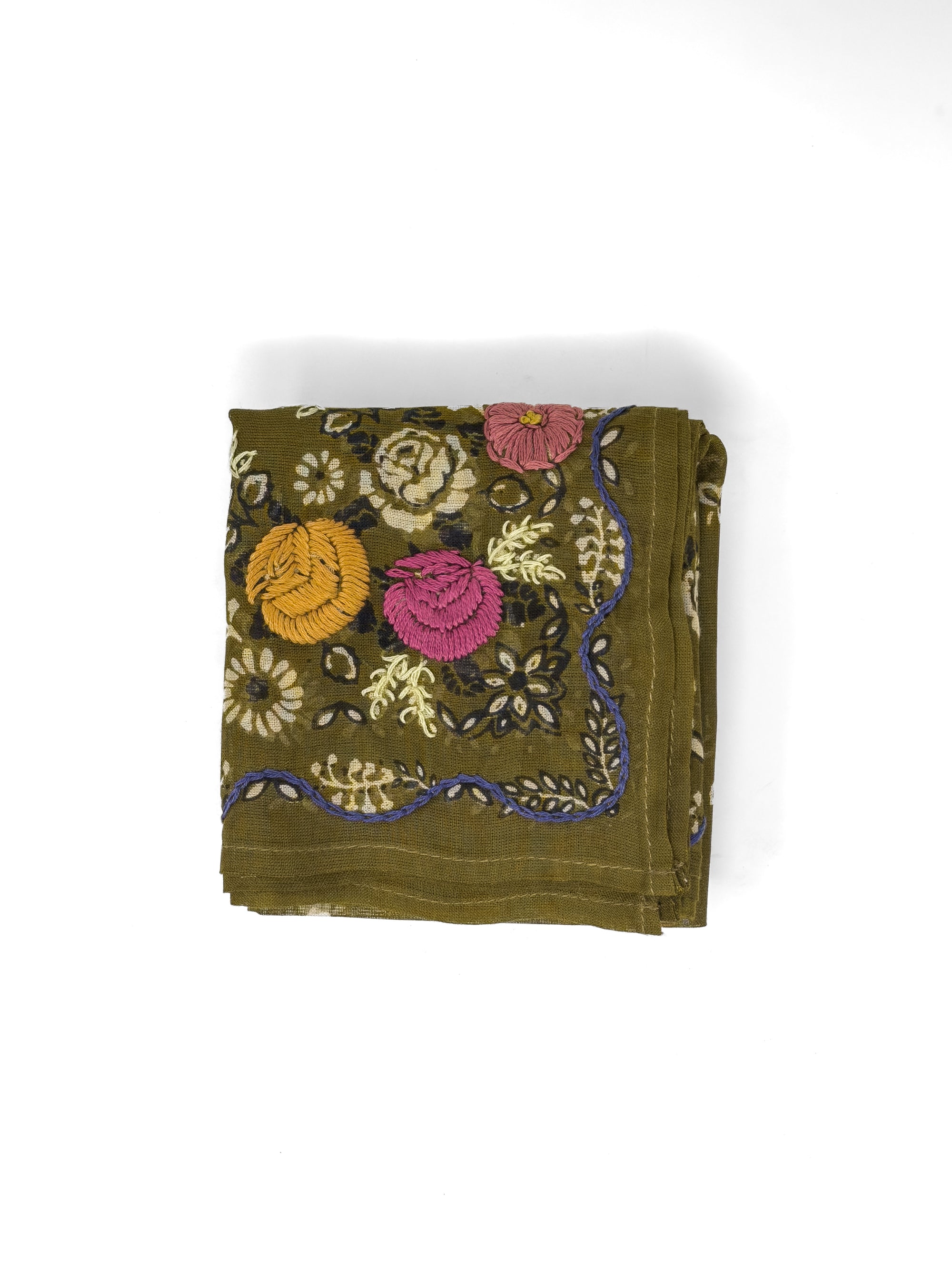 Embroidered Bandana - Olive
