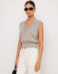 Holly V-Neck Top - Light Tan