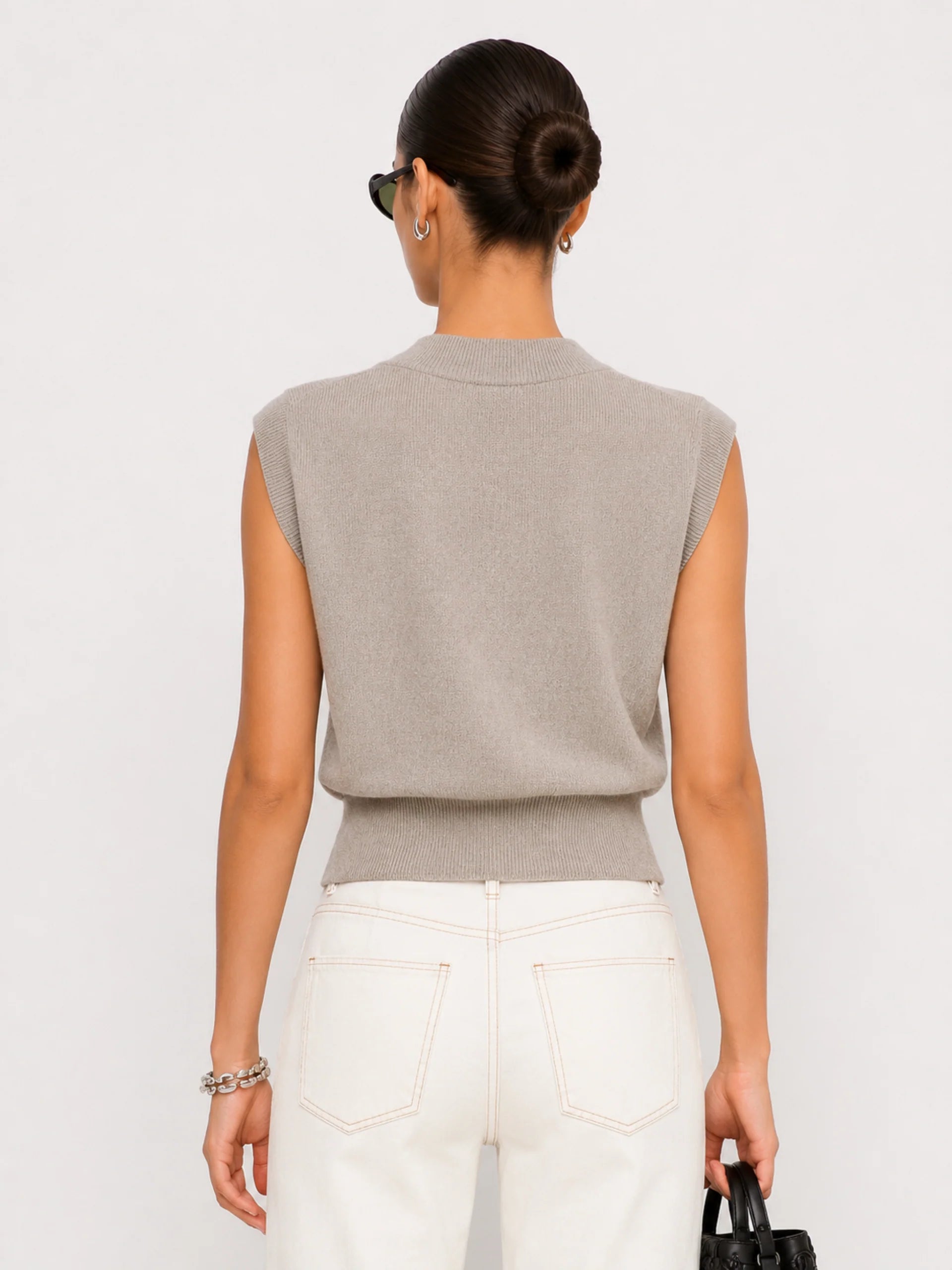 Holly V-Neck Top - Light Tan