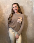 Satin Pocket Sweater - Mocha