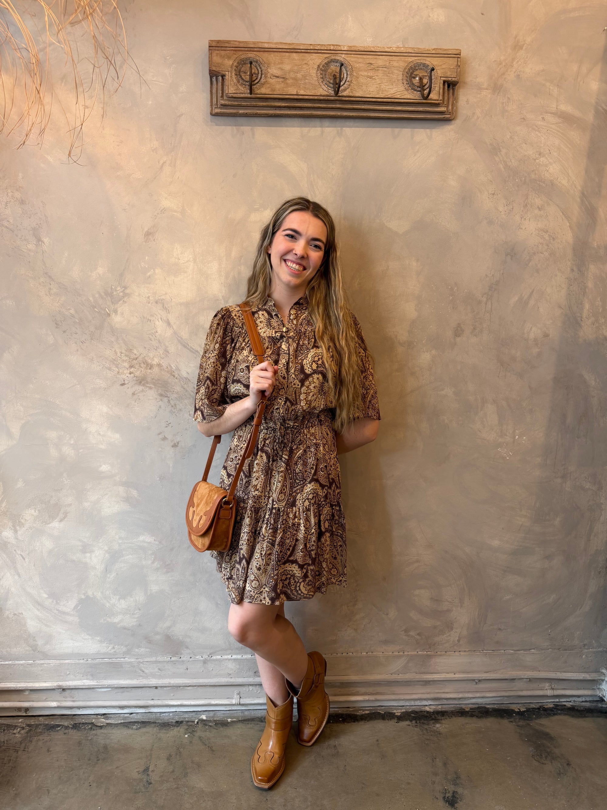 Adelyn Dress - Khaki Paisley