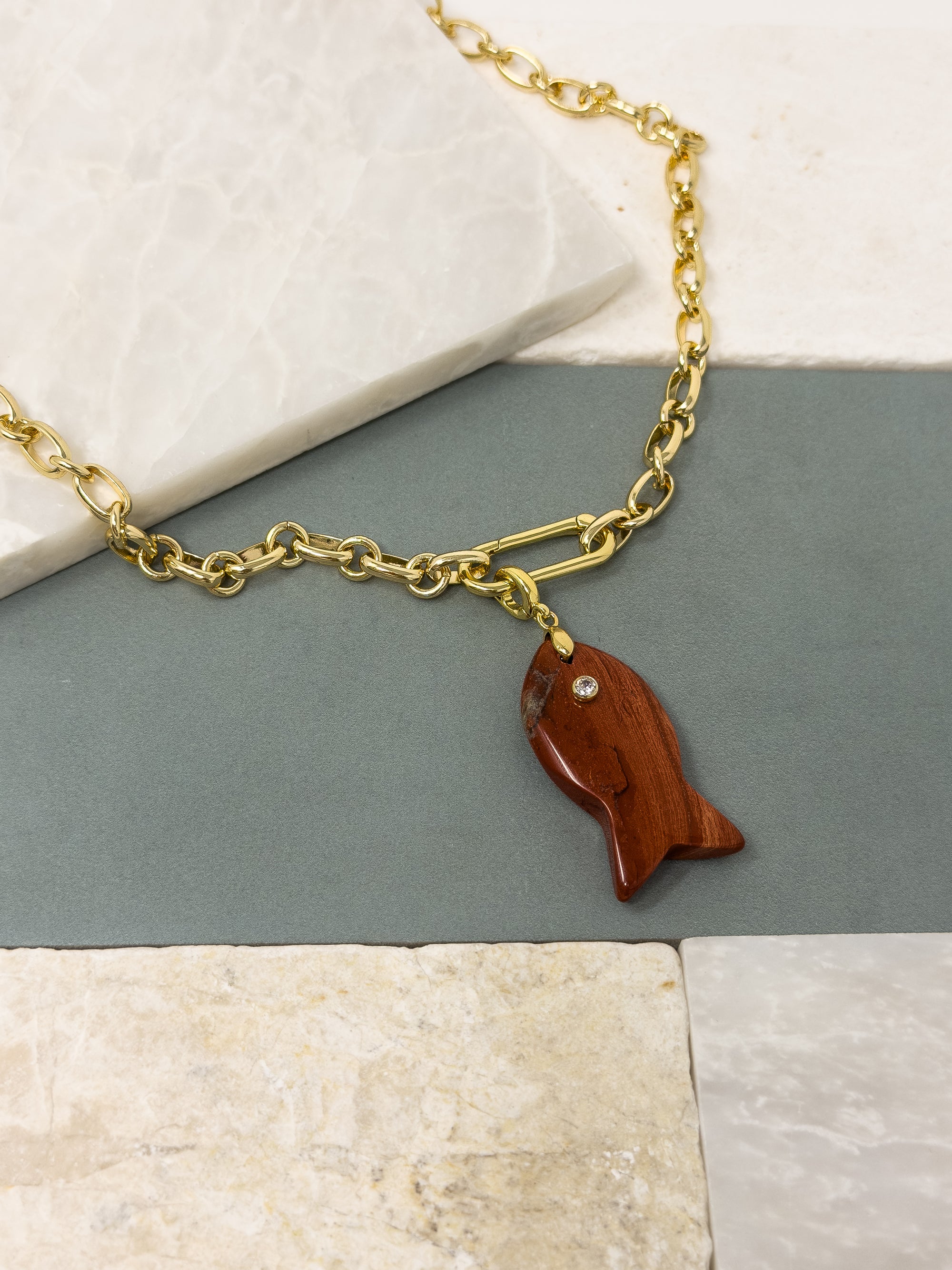 Figgy XL Red Stone Fish Charm