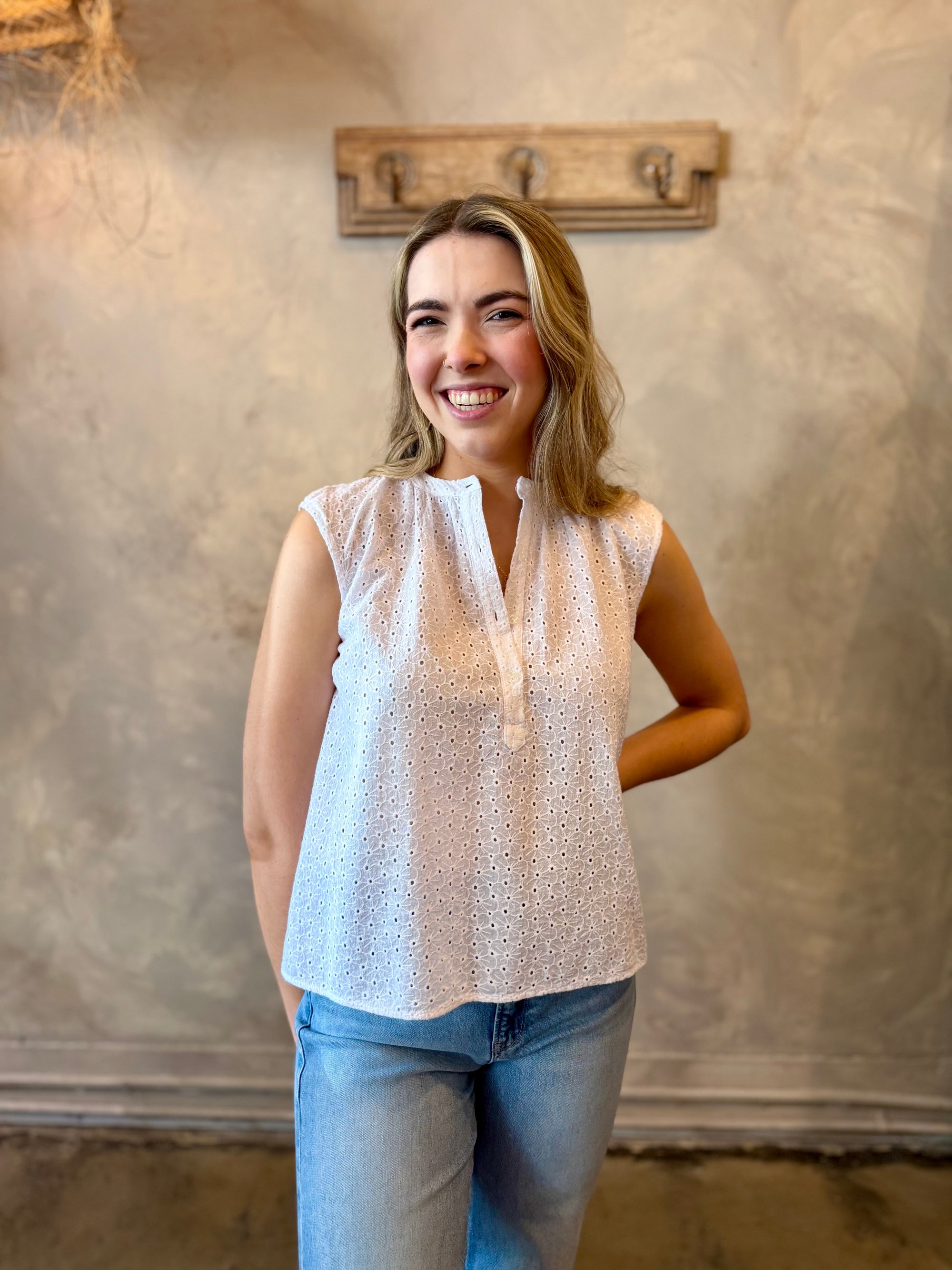 Mila Top - White Eyelet
