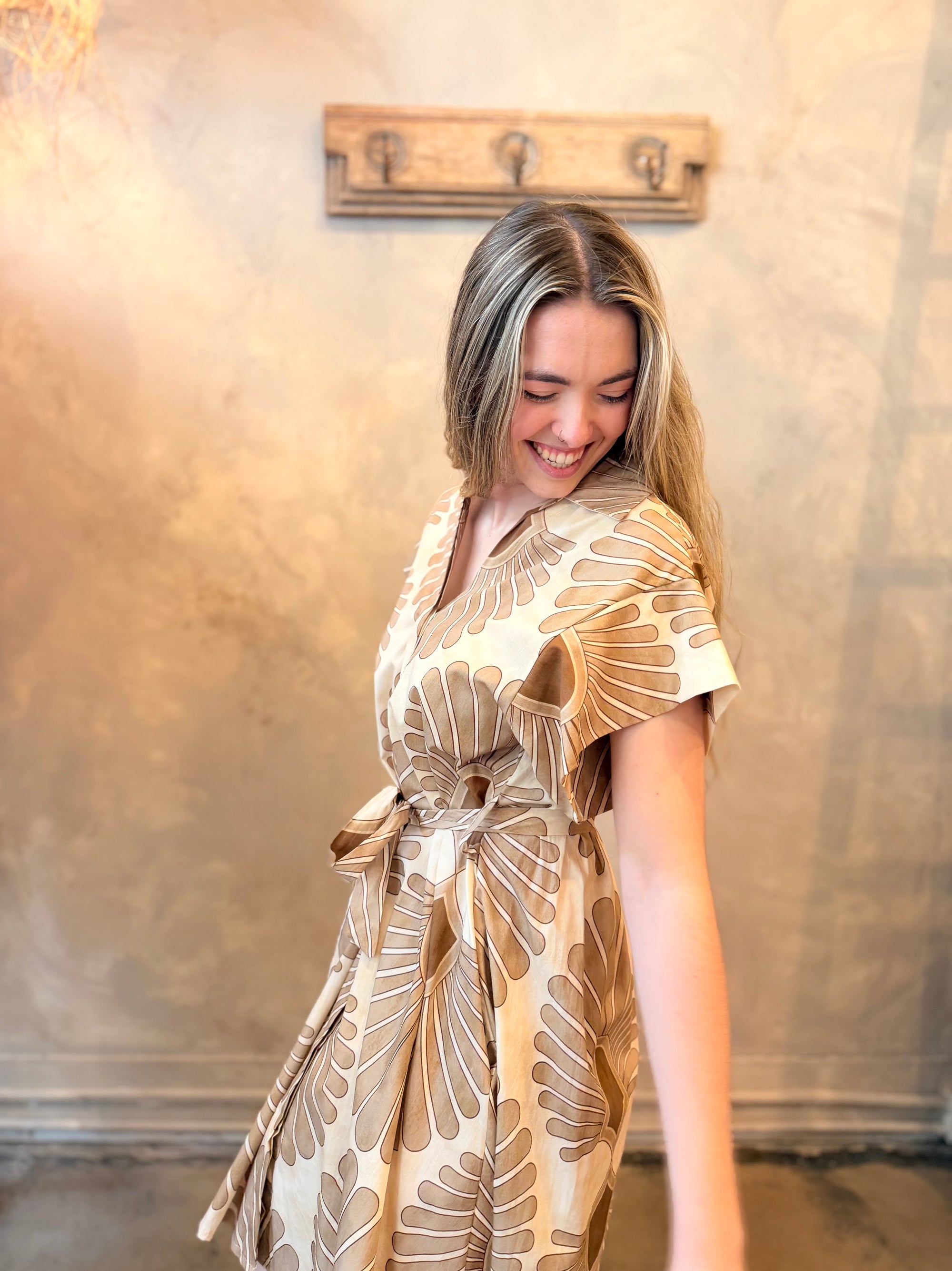 Cynthia Dress - Mocha Frond