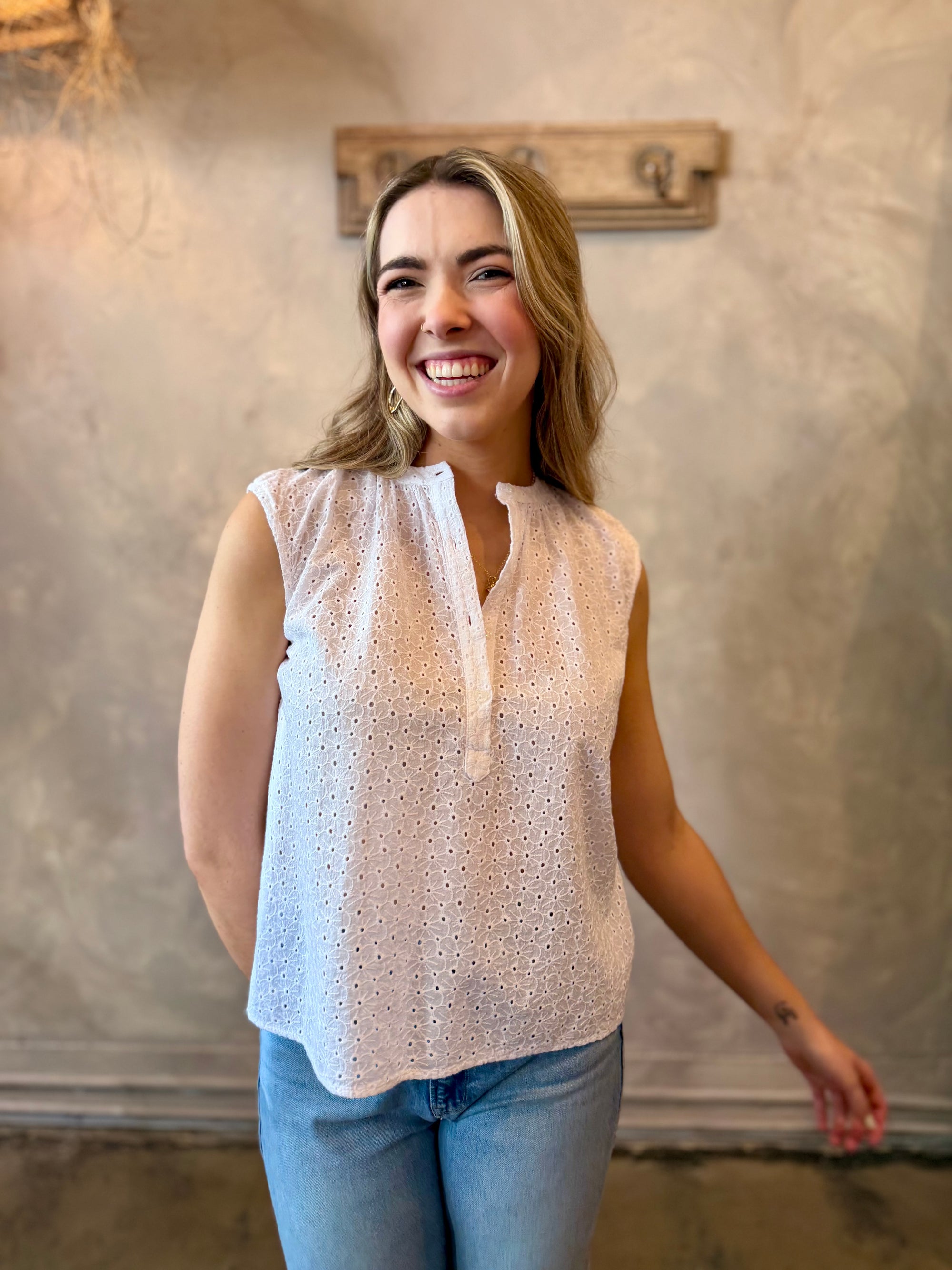 Mila Top - White Eyelet