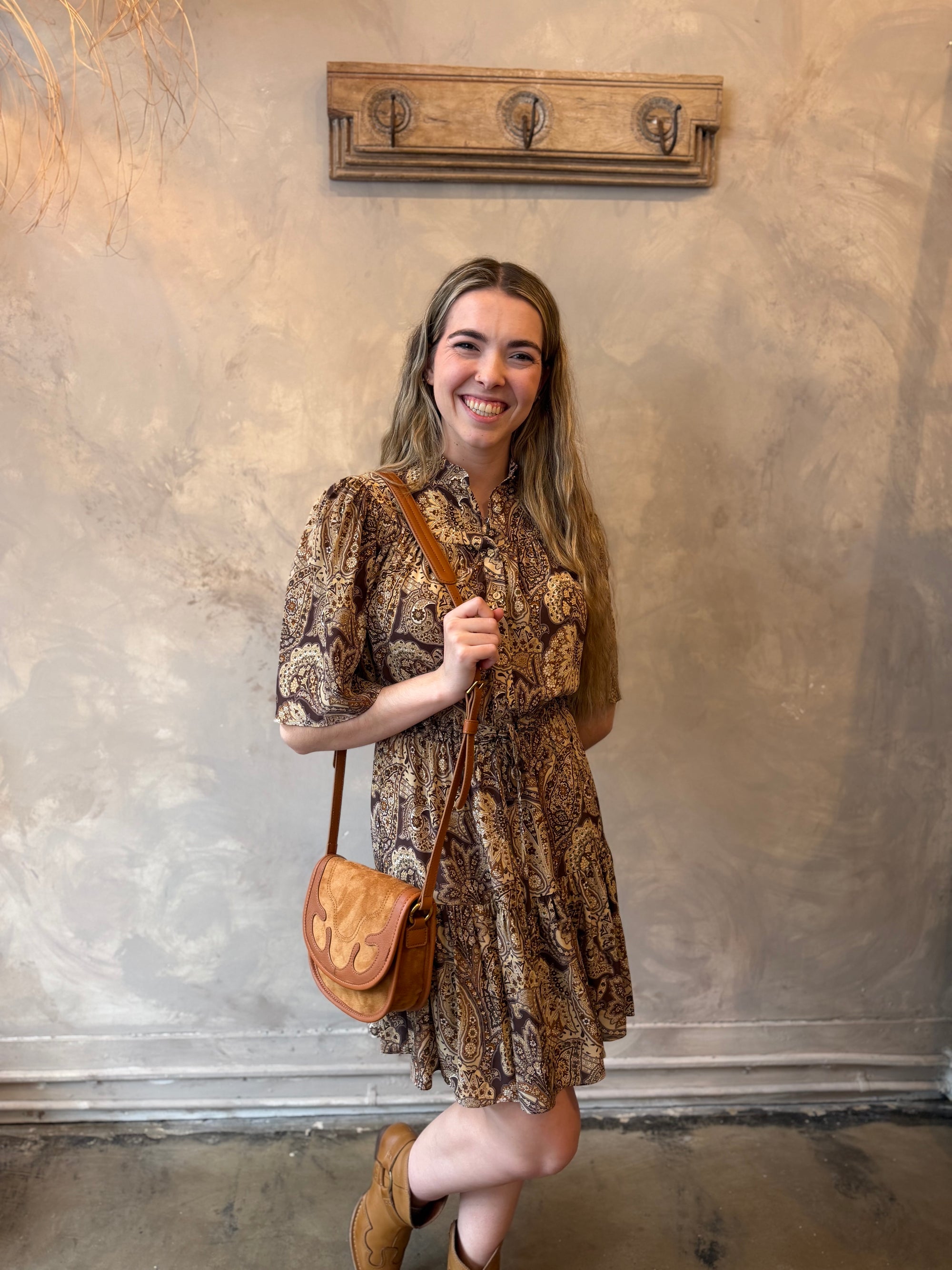 Adelyn Dress - Khaki Paisley