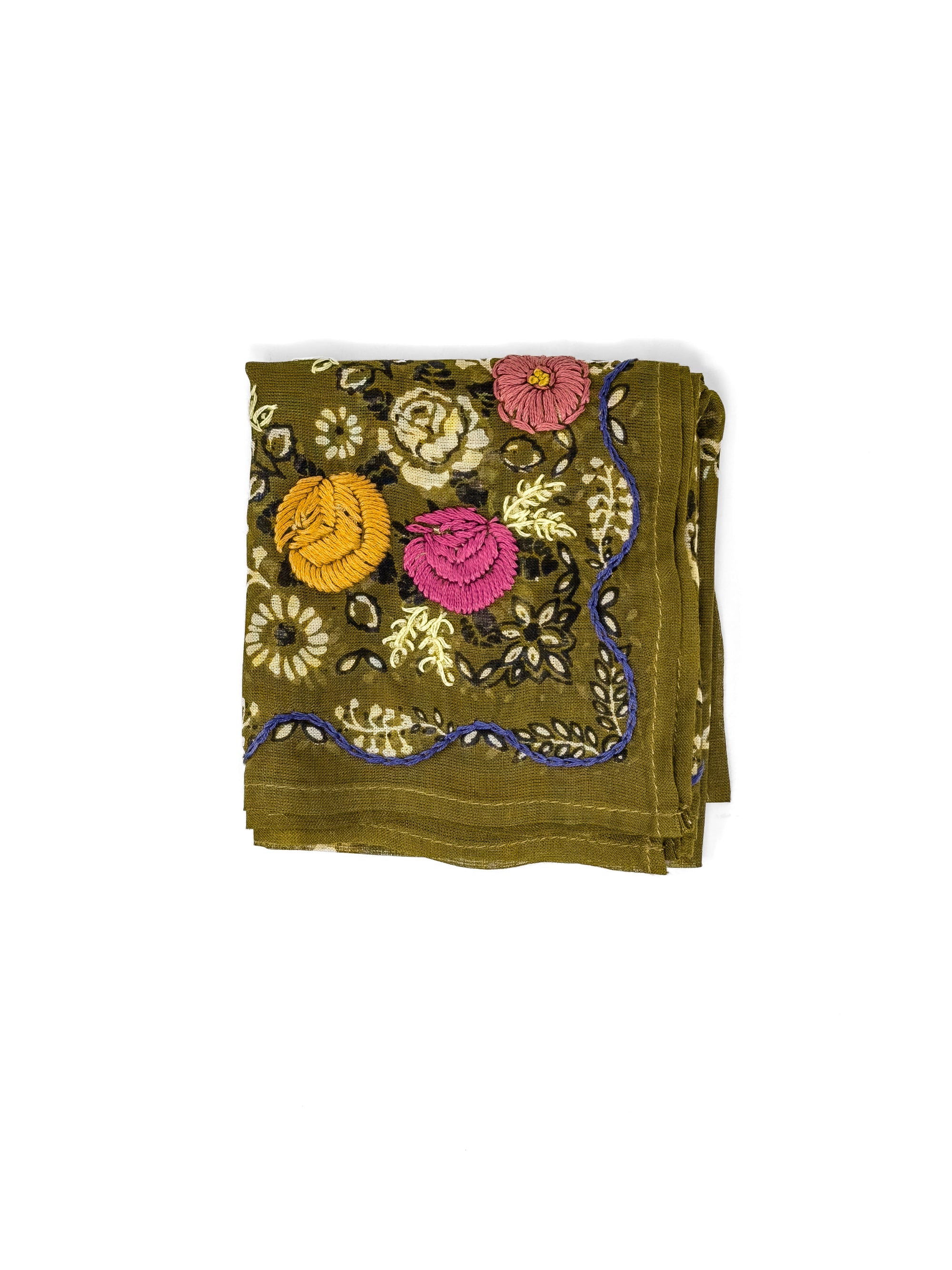 Embroidered Bandana - Olive