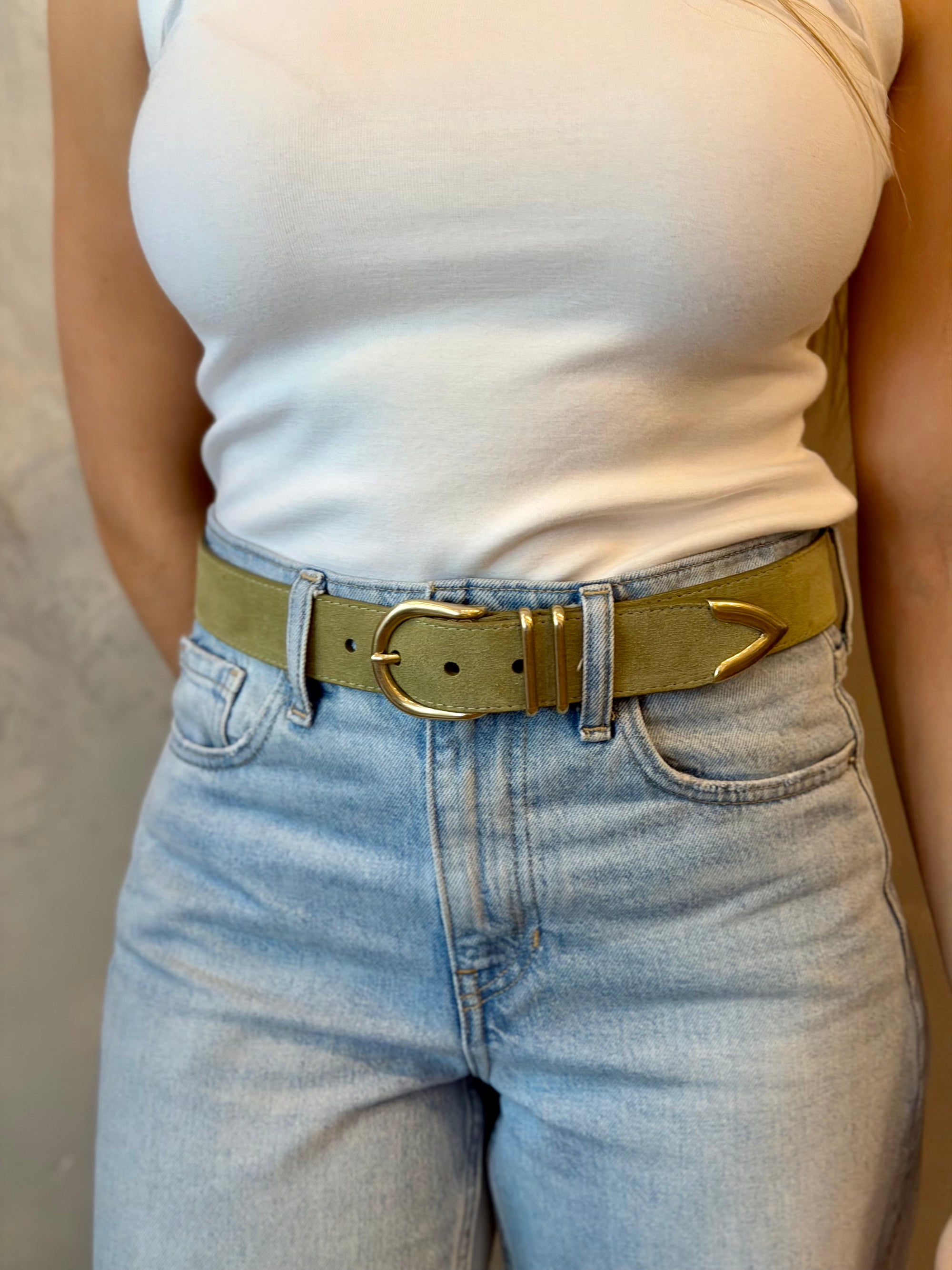 Fayla Belt - Olive Suede