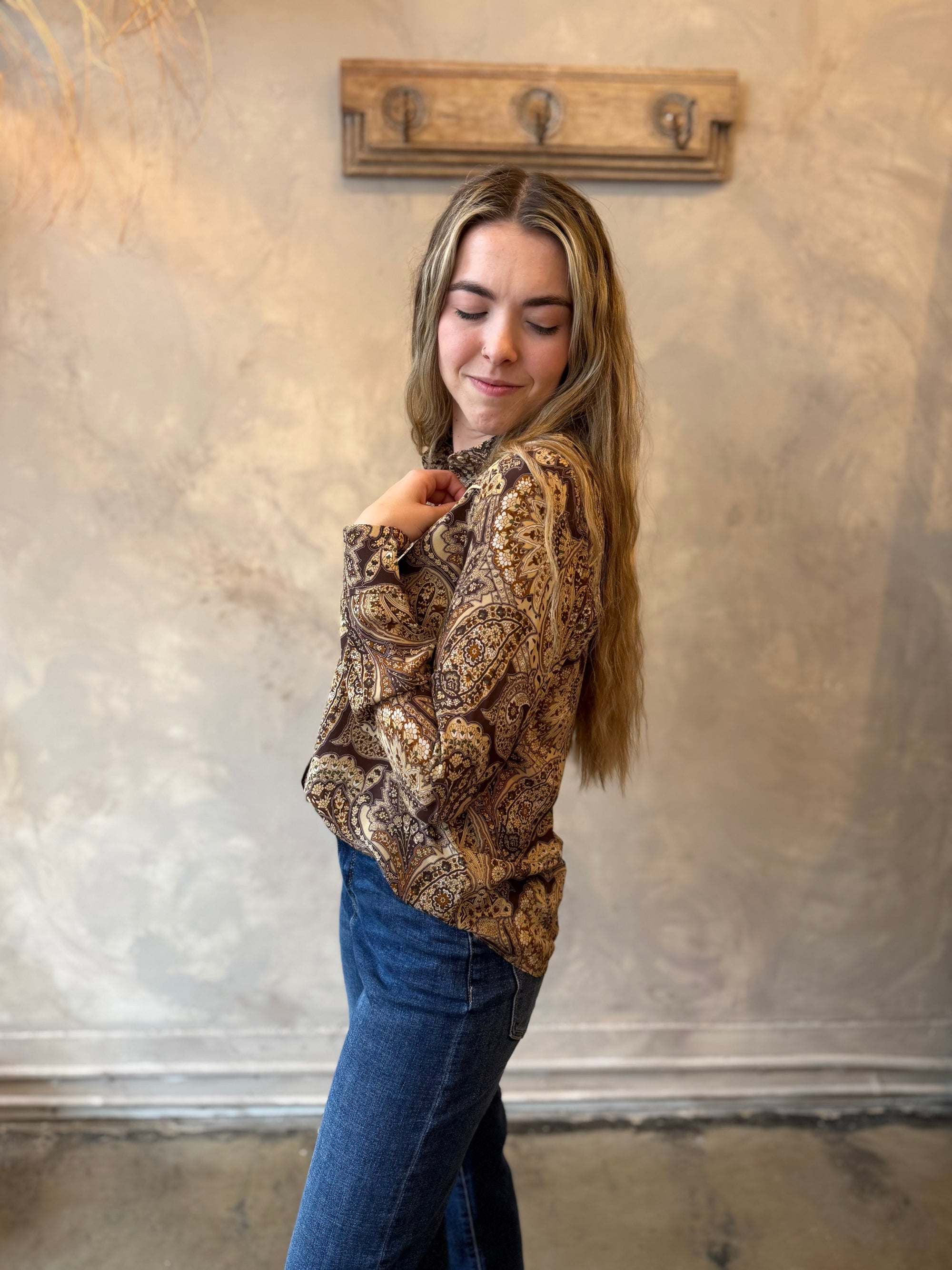 Florence Blouse - Khaki Paisley