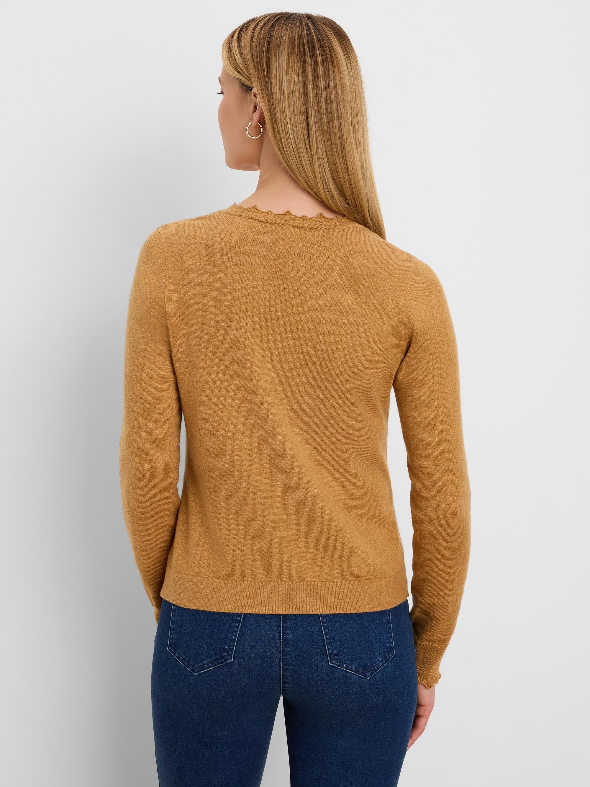Henley Ruffle Sweater - Caramel