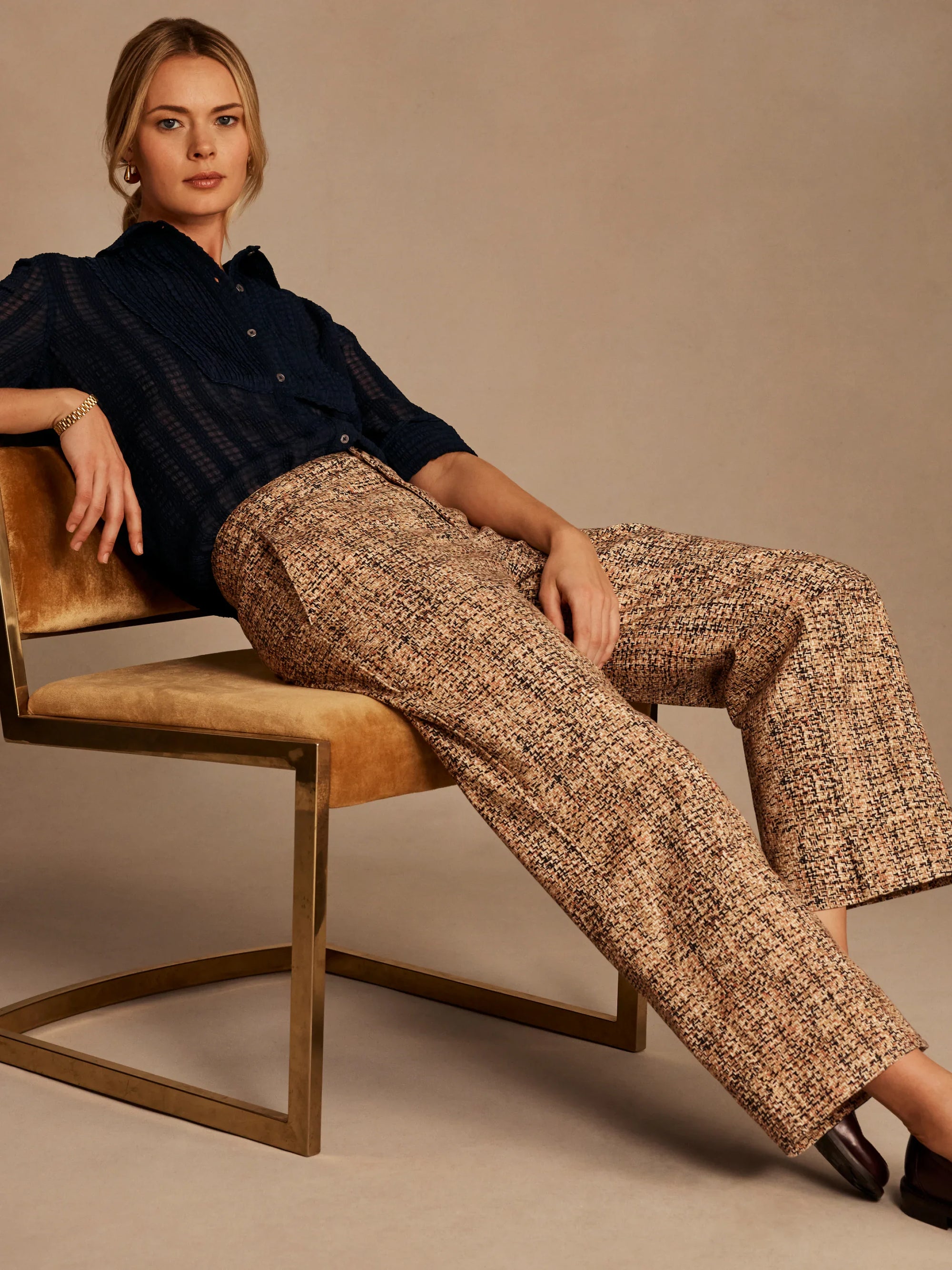 Clarendon Printed Tweed Cuff Ankle Pant