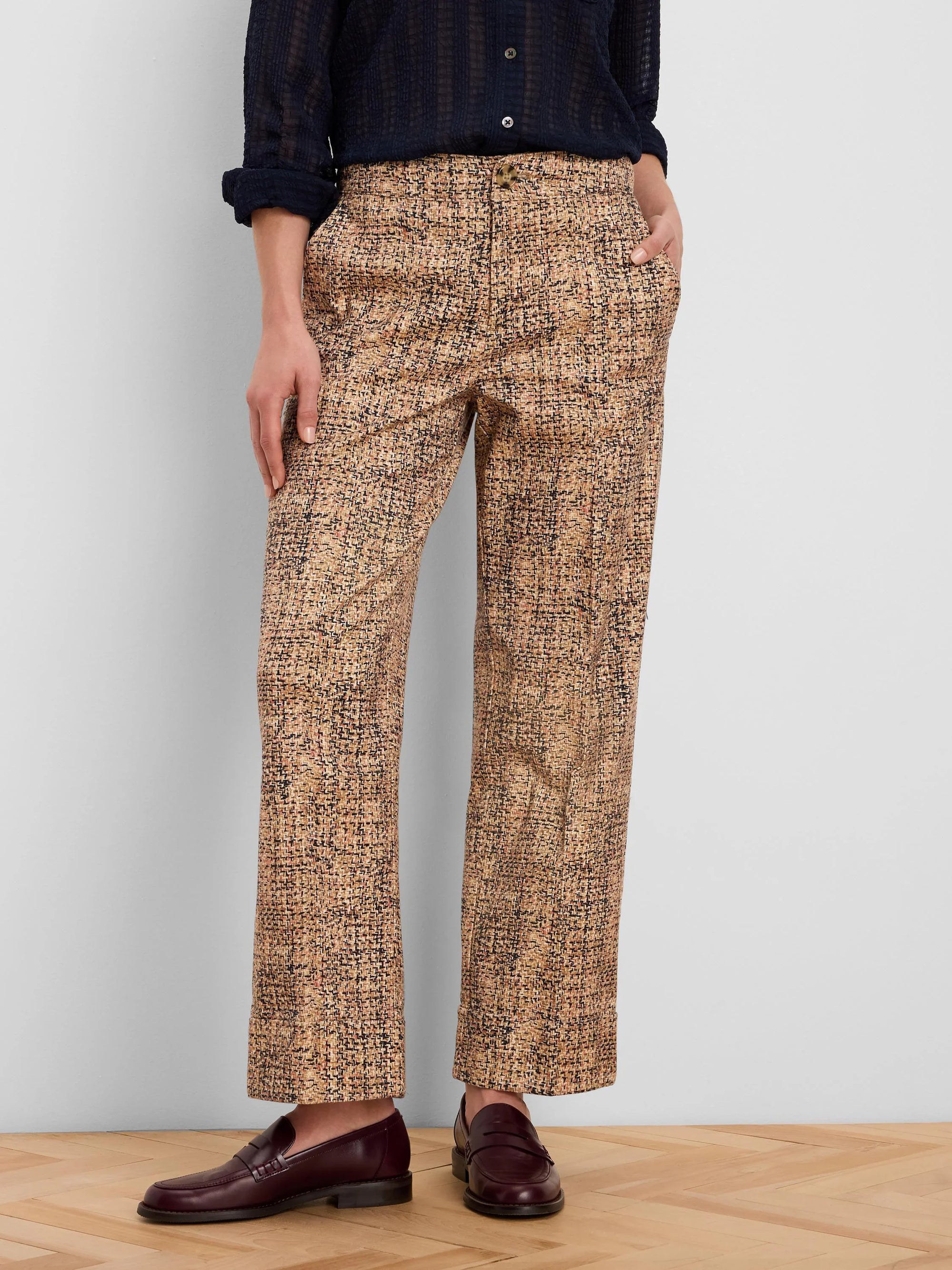Clarendon Printed Tweed Cuff Ankle Pant