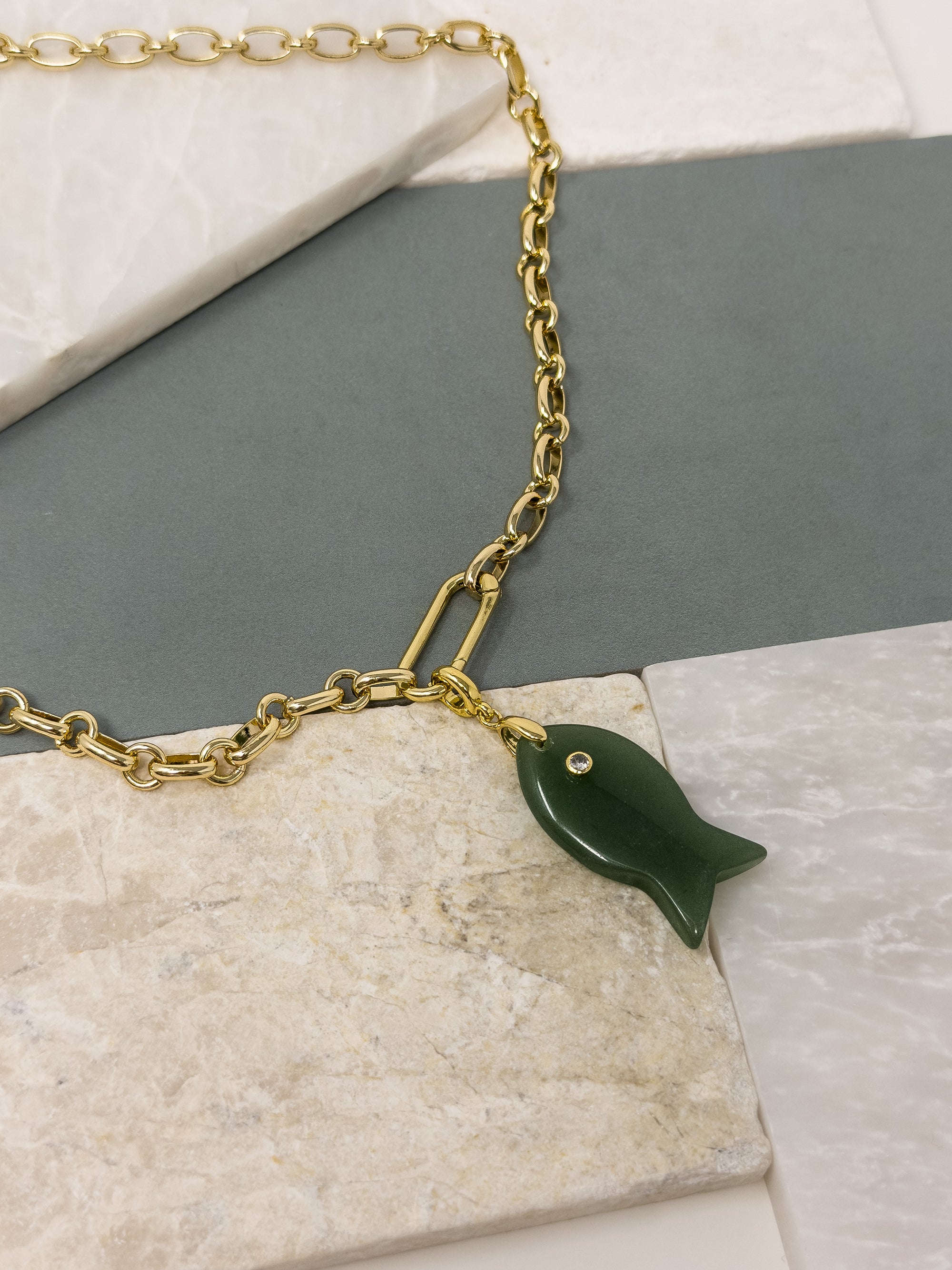 Figgy XL Aventurine Stone Fish Charm