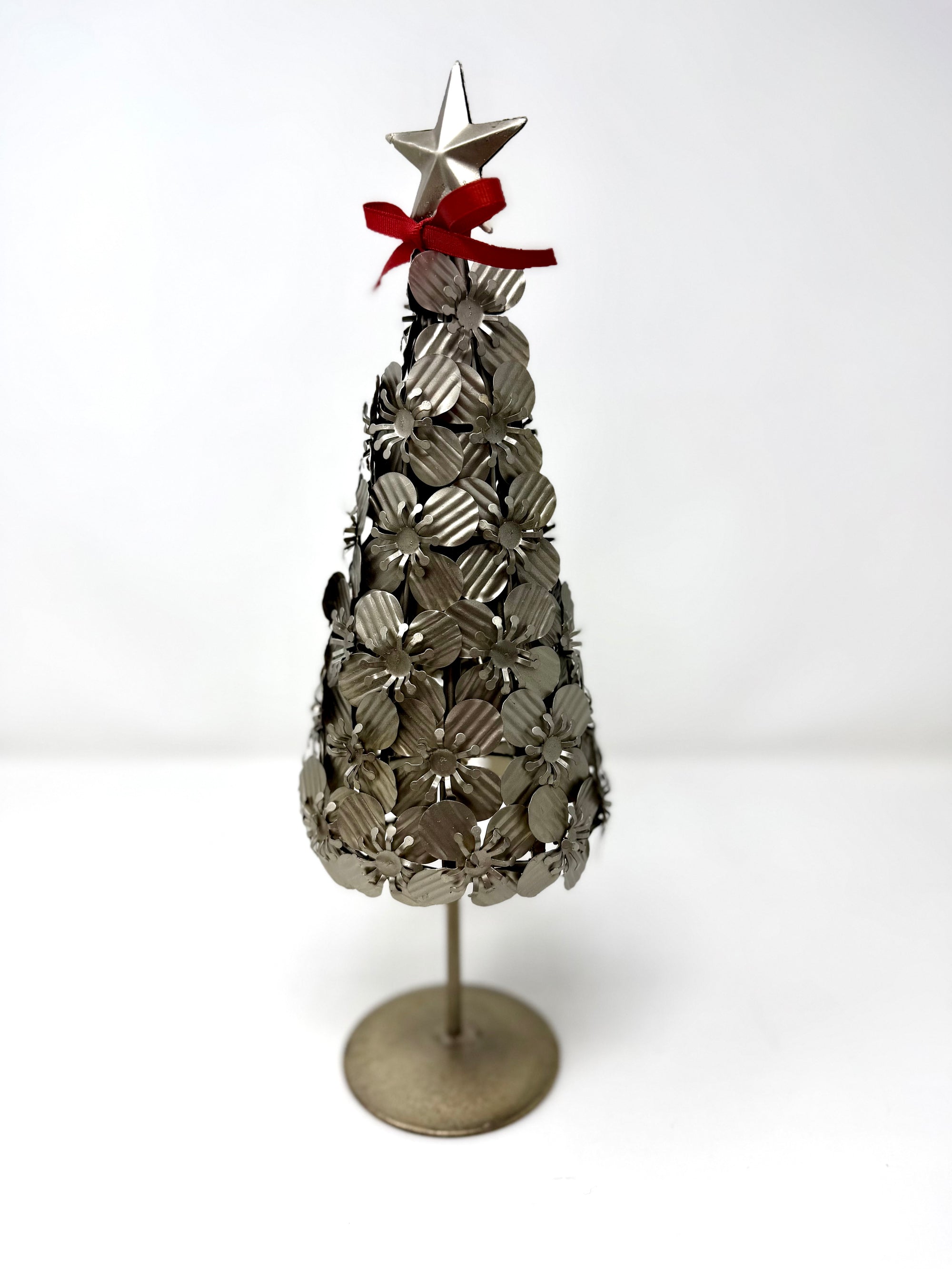 Metal Christmas Tree - Flowers &amp; Star
