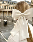 Perfect Long Bow Barrette - Cream