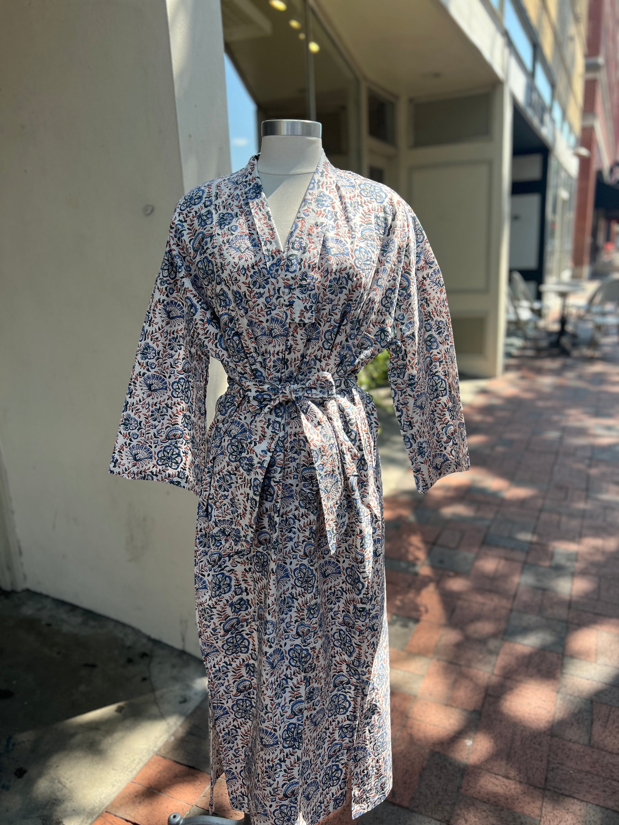 Blue Starflower Cotton Robe Blue Starflower Cotton Robe