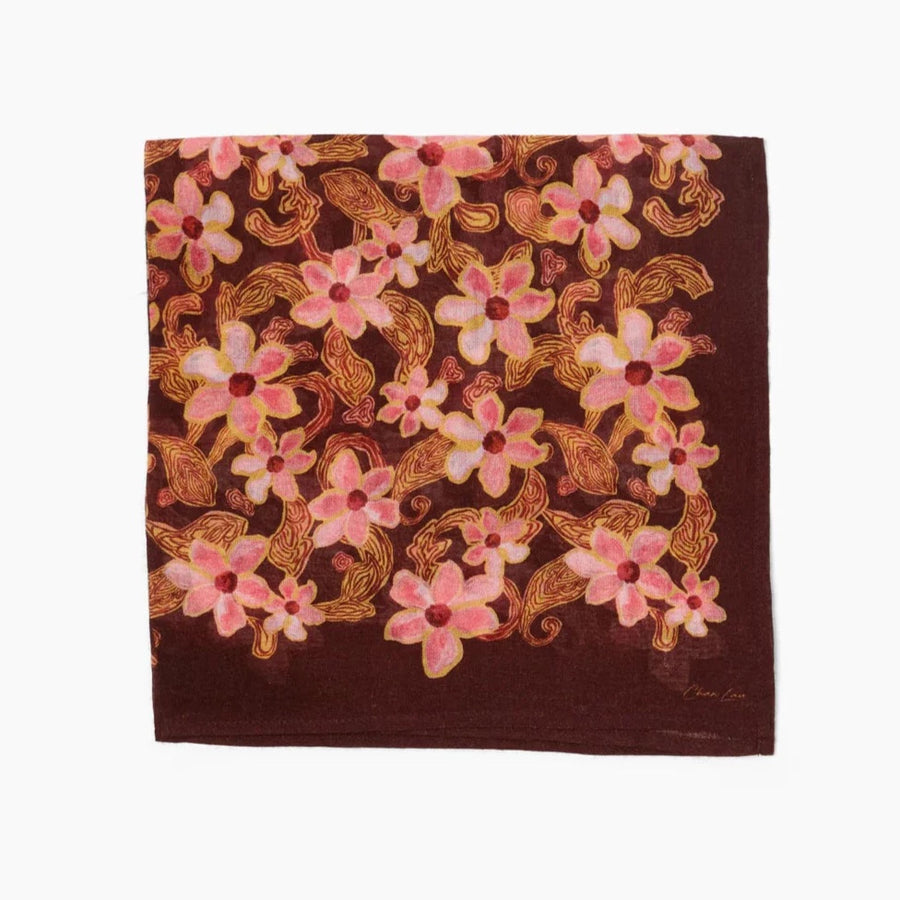 Chan Luu Meadow Floral Print Bandana-Fired Brick