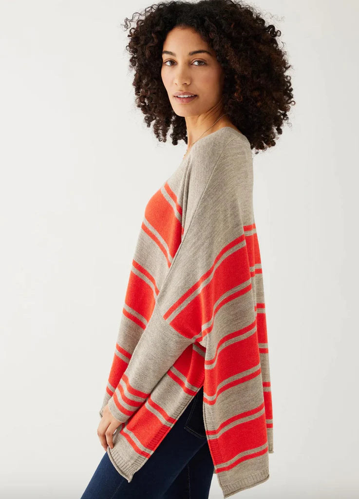 MERSEA-Catalina V-Neck Sweater-Scarlet Stripe