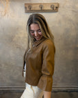 Vegan Puff Sleeve Jacket - Camel