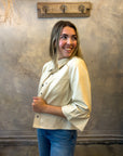 Vegan Puff Sleeve Jacket - Nude