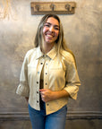 Vegan Puff Sleeve Jacket - Nude