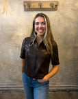 Vegan Zip Front Jacket - Chocolate