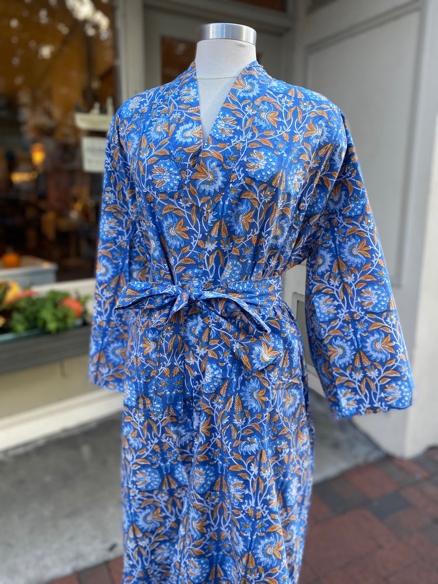 Sarah Blue Cotton Robe