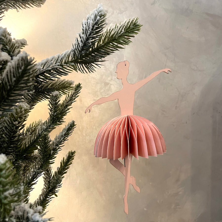 Folding Honeycomb Ballerina Ornament-Pink