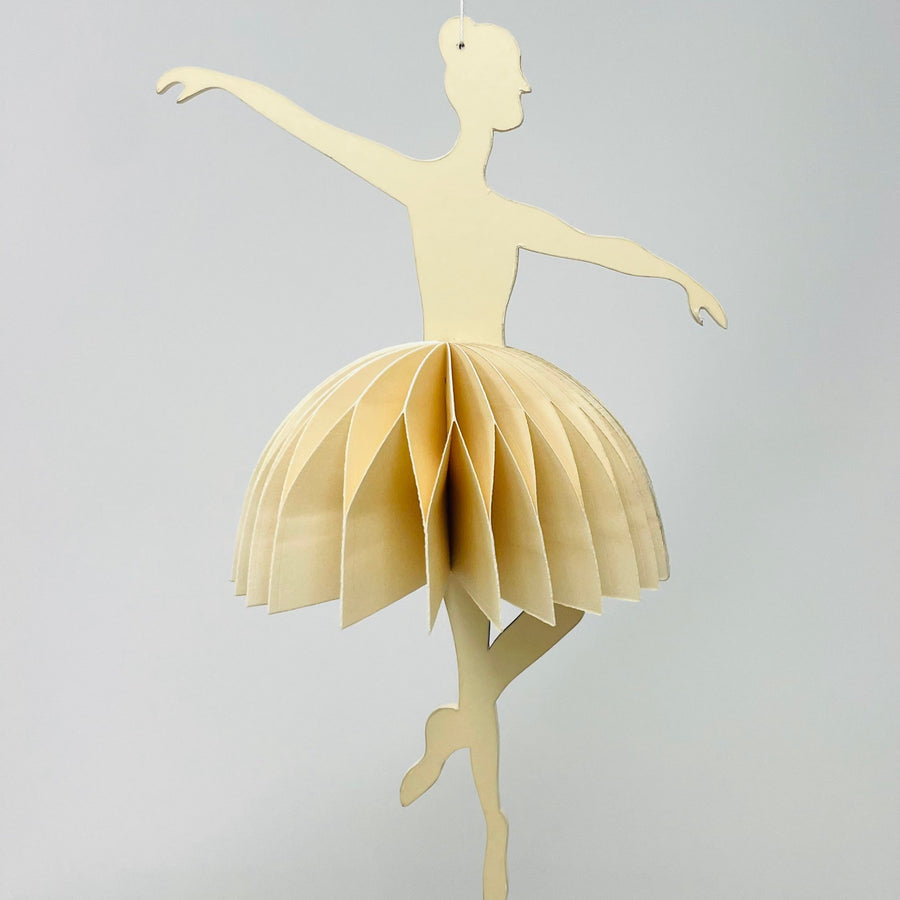 Folding Honeycomb Ballerina Ornament-Cream