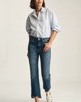 Anika Cropped Flare Jean - Dark Brushed