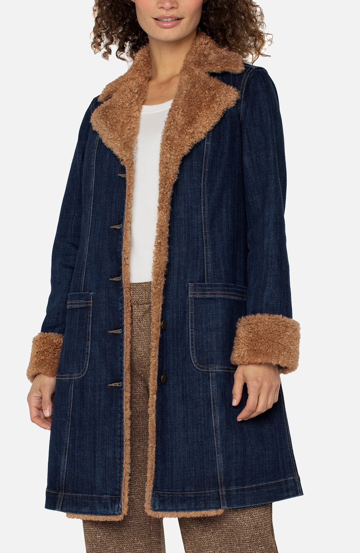 Sherpa Trim Denim Coat