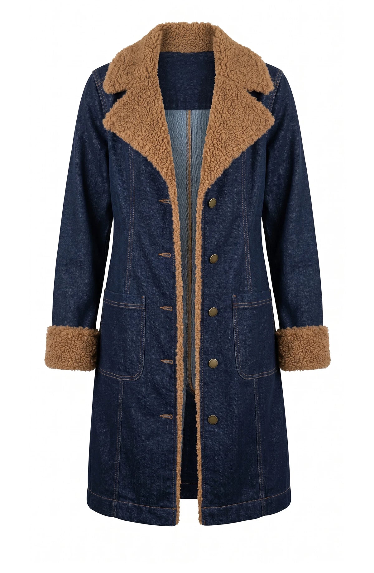 Sherpa Trim Denim Coat