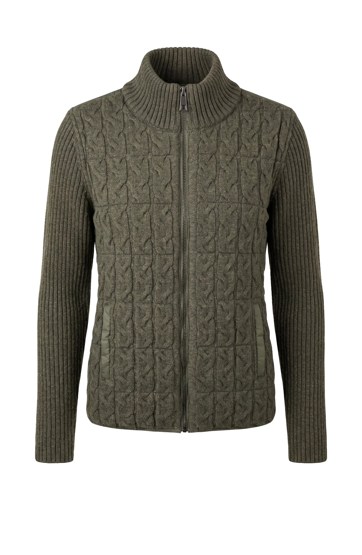 Quilted Sweater Jacket - Heather Olive