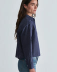 Long Sleeve Button Up - Navy Stripe