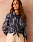 Watercolor Stripe Shirt - Indigo Multi