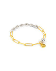 Two-Tone Beaded Mix-Link Magnetic Bracelet