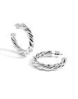 Twisted Hoop Earrings - Silver
