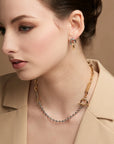 Two-Tone Small Link Drop Earrings