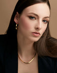Herringbone Chain Collar Necklace - Gold