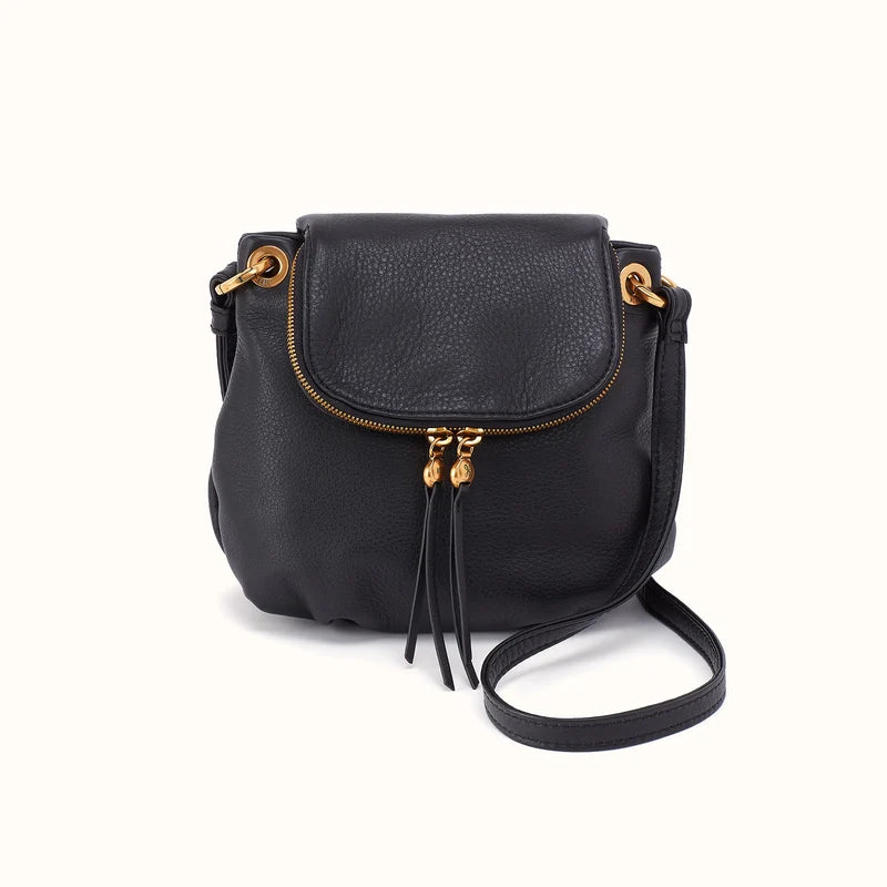 Hobo-Fern Zip-Flap Crossbody - Black