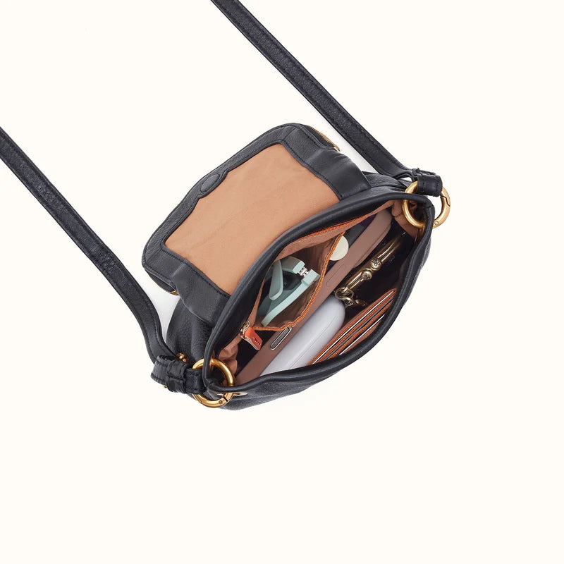 Hobo-Fern Zip-Flap Crossbody - Black