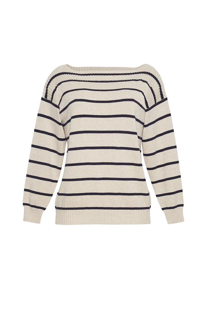 Callie Stripe Sweater - Navy &amp; Latte