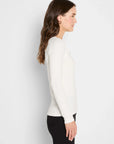 Trimmed Rib Knit V-Neck - Cream