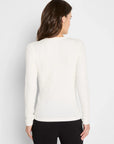 Trimmed Rib Knit V-Neck - Cream