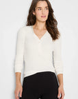 Trimmed Rib Knit V-Neck - Cream