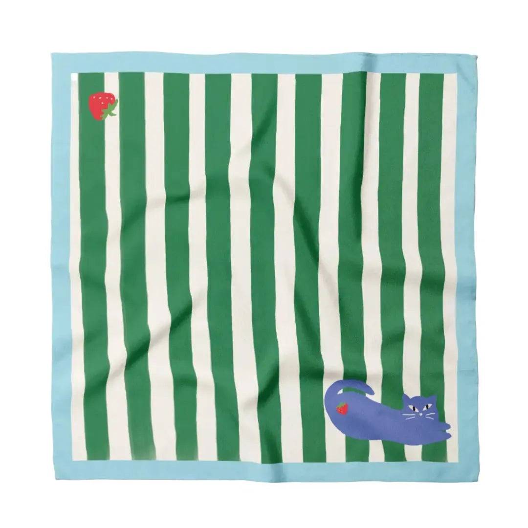 Blue Cat Stripe Cotton Bandana